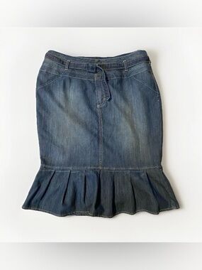 Boom Boom jeans 2X blue stretch below the knee pleated skirt